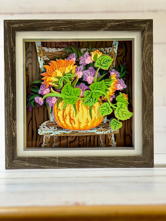 Pumpkin on Chair Shadow Box
