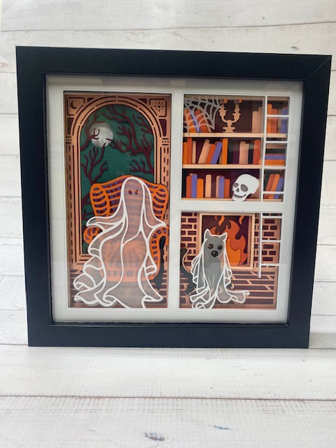 Ghost in the Library Shadow Box