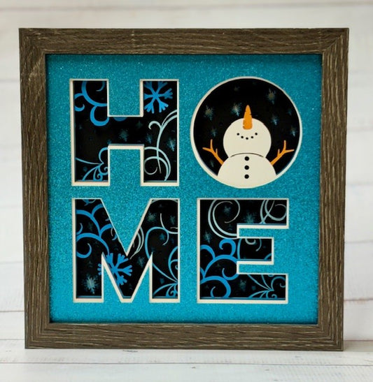 HOME Snowman Shadow Box