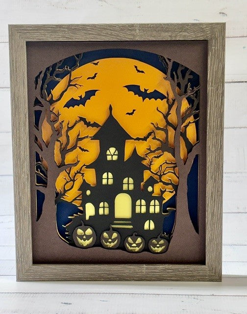 Halloween Haunted House Shadow Box
