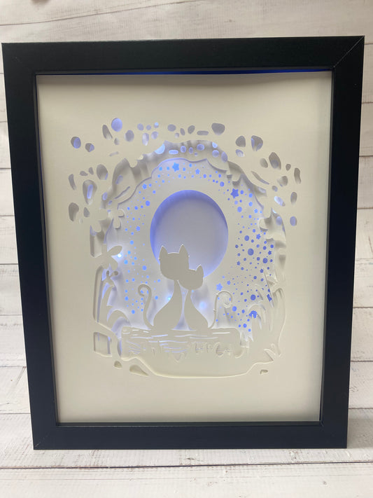 Lighted Cat Shadow Box