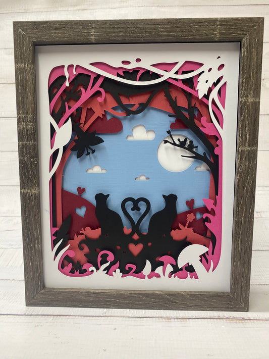 Cats with Heart Tails Shadow Box