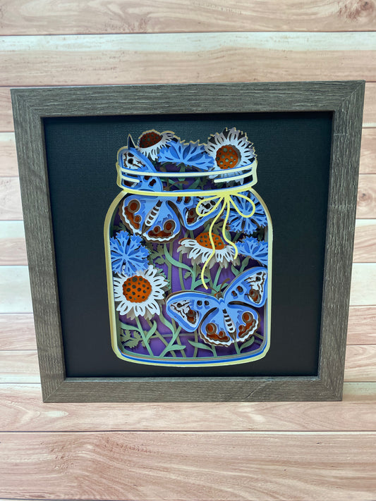 Butterfly in Mason Jar Shadow Box