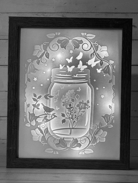 Lighted Mason Jar Shadow Box