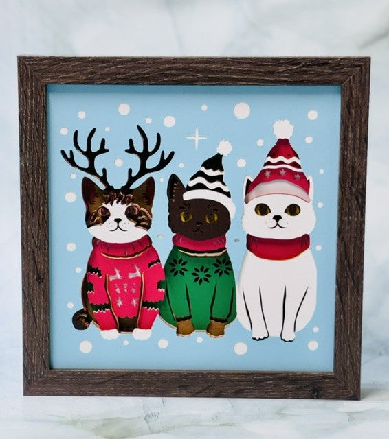 Meowy Christmas Shadow Box