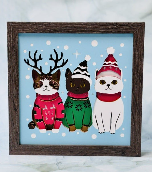 Meowy Christmas Shadow Box