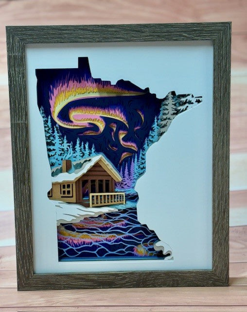 MN Northern Lights Shadow Box