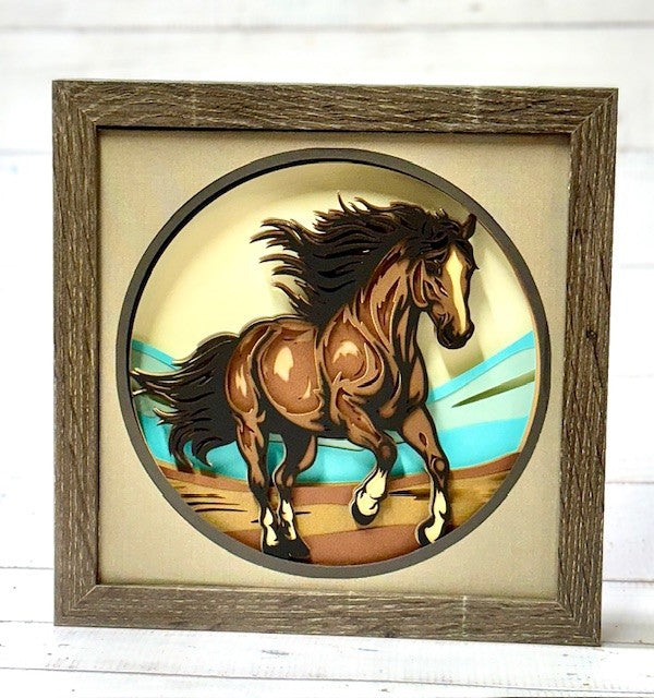 Running Horse Shadow Box – Custom Heartfelt Designs