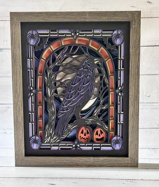 Stained Glass Raven in Window