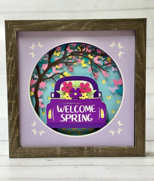 Welcome Spring Truck Shadow Box