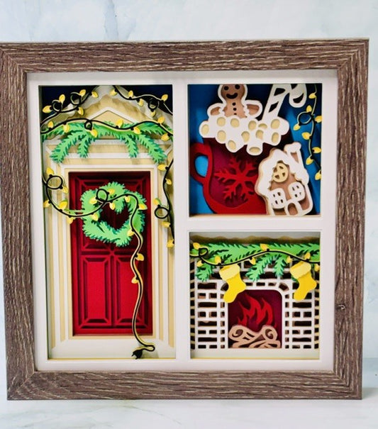 Christmas House Scene Shadow Box