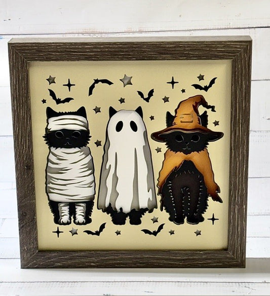 Halloween Cats Shadow Box