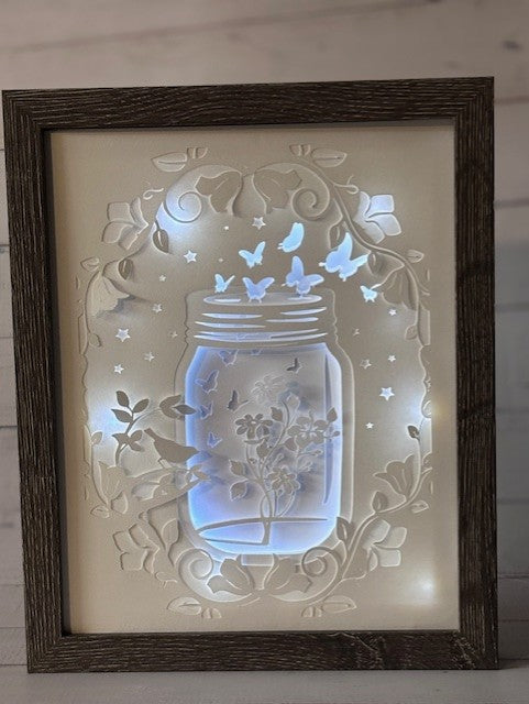 Lighted Mason Jar Shadow Box