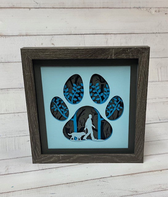 Person Walking a dog Shadow Box