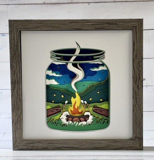 Mason Jar Campsite Shadow Box