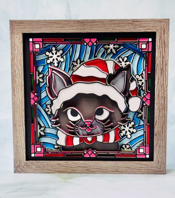 Stained Glass Kitty Shadow Box